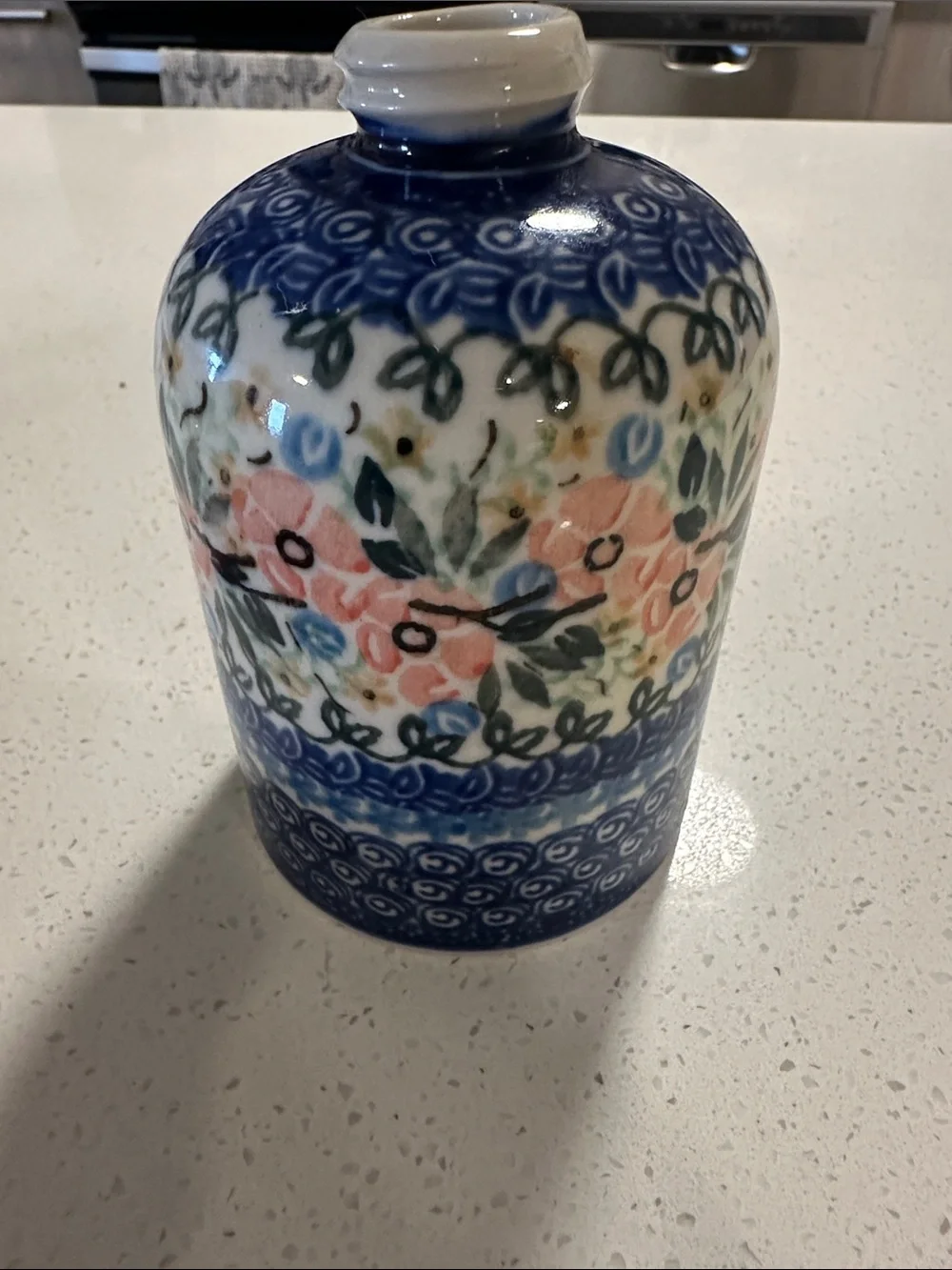 Handcrafted Blue Floral Ceramic Vase - Home Accents